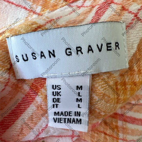 Susan Graver Multicolor Plaid Medium 3/4 Sleeve Button Shirt with Pockets - Picture 4 of 6